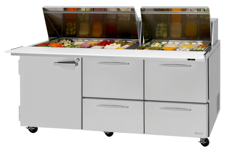 Product image #2 for Turbo Air PRO Series 72-5/8-Inch Mega Top Sandwich/Salad Prep Table with 1 Door, 4 Drawers, and 30-Pan Top