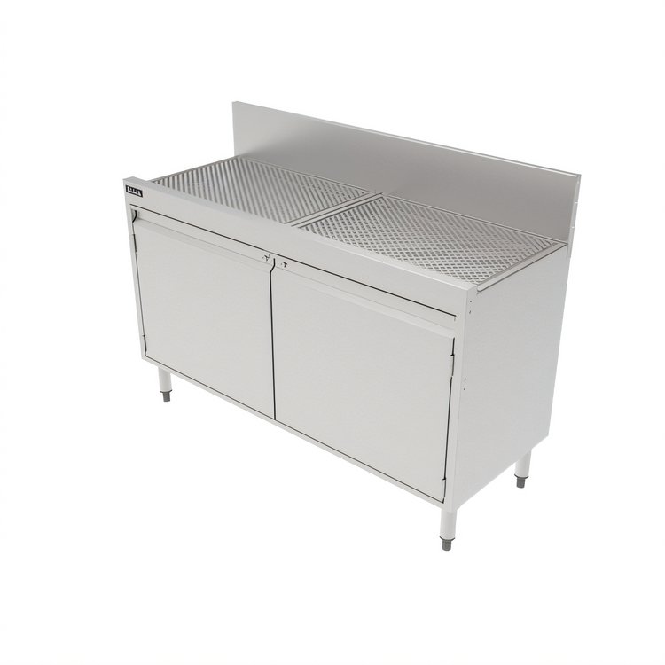 Product image #2 for Perlick Top Shelf 48-Inch Freestanding Underbar Storage Cabinet with Drainboard Top, Stainless Steel