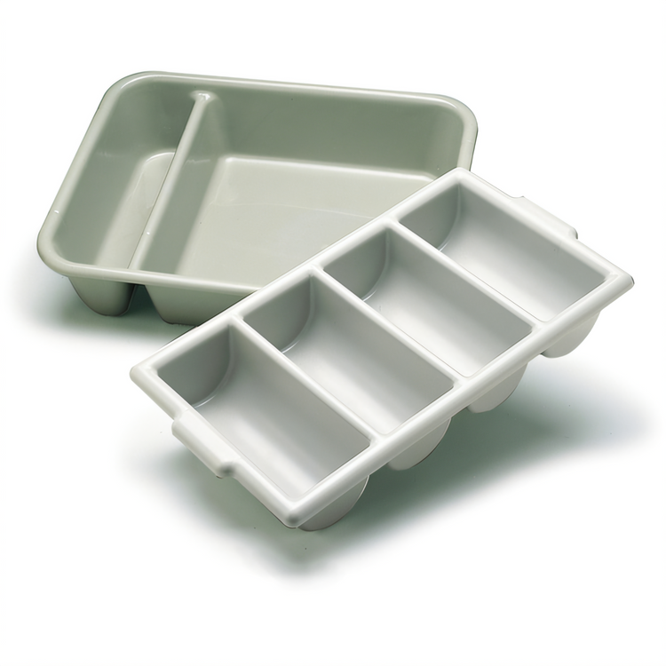 Product image #2 for Save-All Gray 4-Compartment Polyethylene Silverware Tray with Contoured Handles