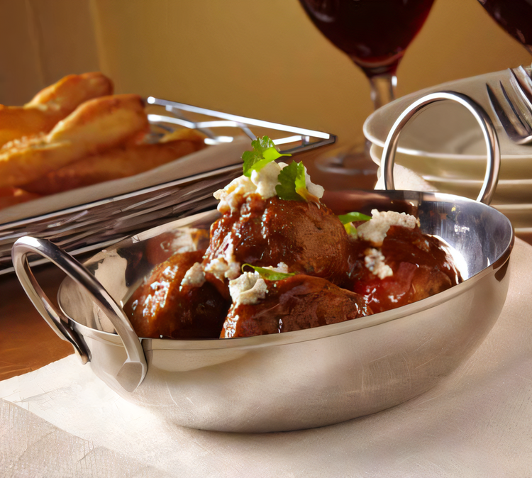Product image #2 for American Metalcraft 18 oz. Stainless Steel Mirror Finish Balti Dish with Handles