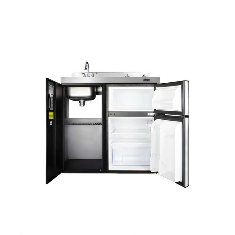 Product image #2 for Summit Commercial 36-Inch Freestanding All-In-One Kitchenette with Sink, Two-Burner Glass Electric Cooktop, and 3.2 Cu. Ft. Refrigerator-Freezer
