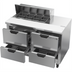 Thumbnail image #2 for Beverage-Air SPED48HC-08-4 48-Inch Two-Section Sandwich Prep Table with 4 Drawers and 8-Pan Top