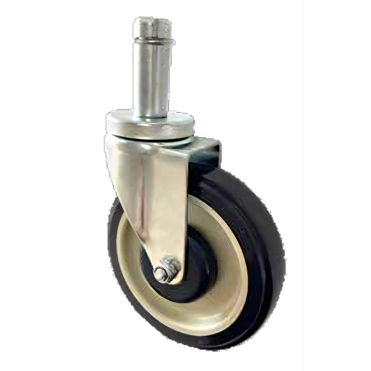 Product image #2 for Universal Swivel Snap-In Stem Caster Set for Wire Shelving, 5-Inch Polyurethane Wheels, 4-Pack