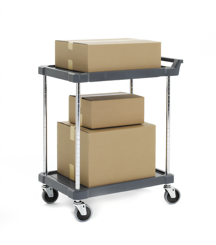 Product image #2 for Olympic J16UC2 2-Shelf Utility Bus Cart, Charcoal Gray