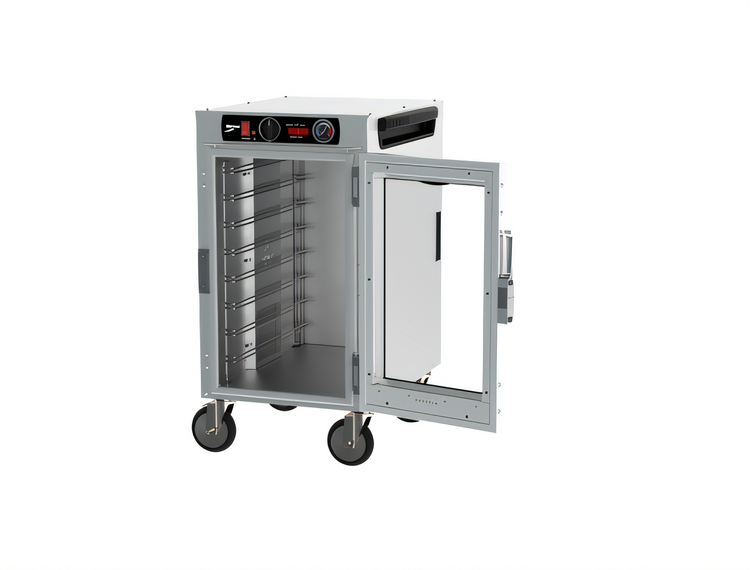 Product image #2 for Metro HotBlox Narrow 8-Pan Half-Height Mobile Insulated Holding Cabinet, Clear Door, Analog Controls