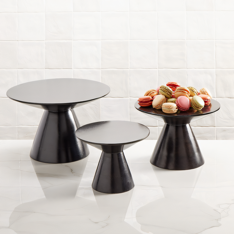 Product image #2 for American Metalcraft Upton Collection Round Wood Buffet Pedestal, 7-1/4 Inch H, Espresso Finish