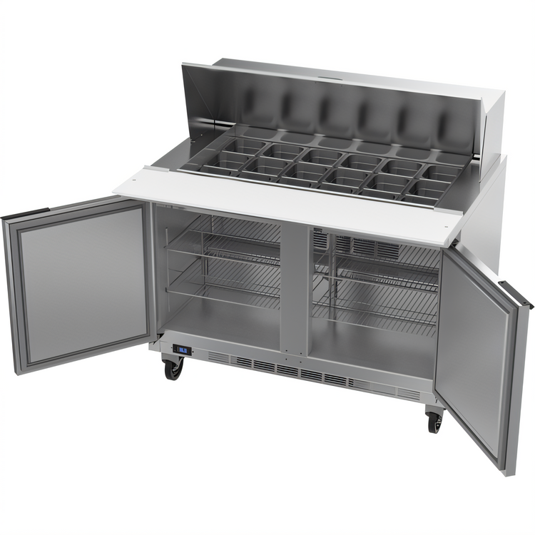 Product image #2 for Beverage-Air 48-Inch Mega Top Refrigerated Prep Table, Two-Door, 18-Pan