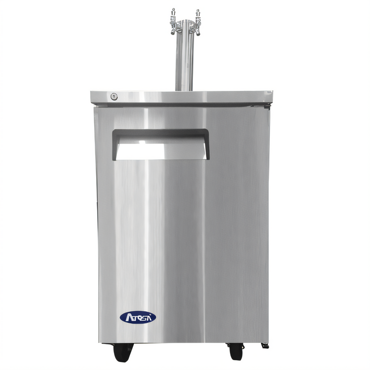 Product image #2 for Atosa 23-Inch Direct Draw Draft Beer Cooler, 1/2-Barrel Capacity, Dual Faucet Tower, Stainless Steel