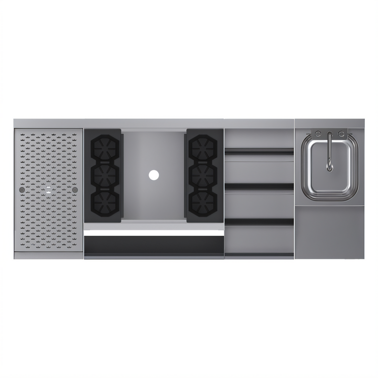 Product image #2 for Royal Series 60-Inch Underbar Ice Bin/Cocktail Station with 24-Inch Ice Bin, Blender Station, Liquor Display, and 10-Circuit Cold Plate