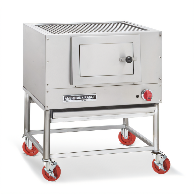 Product image #2 for American Range AMSQ-30 30-Inch Single-Burner Floor Model Wood/Charcoal Charbroiler with Gas Log Lighter