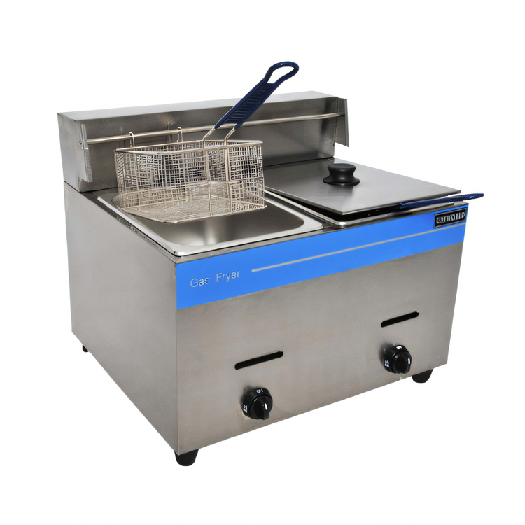 Product image #2 for Uniworld Countertop Propane Gas Double Deep Fryer with Dual 10-Liter Wells