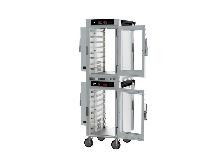 Product image #2 for Metro HotBlox Narrow 16-Pan Dual-Cavity Pass-Thru Mobile Insulated Holding Cabinet, Digital Touchscreen, Clear Front/Solid Rear Doors