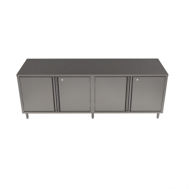 Product image #2 for BK Resources Stainless Steel Dual-Access Chef Table with Locking Hinged Doors, 84 x 30 Inch