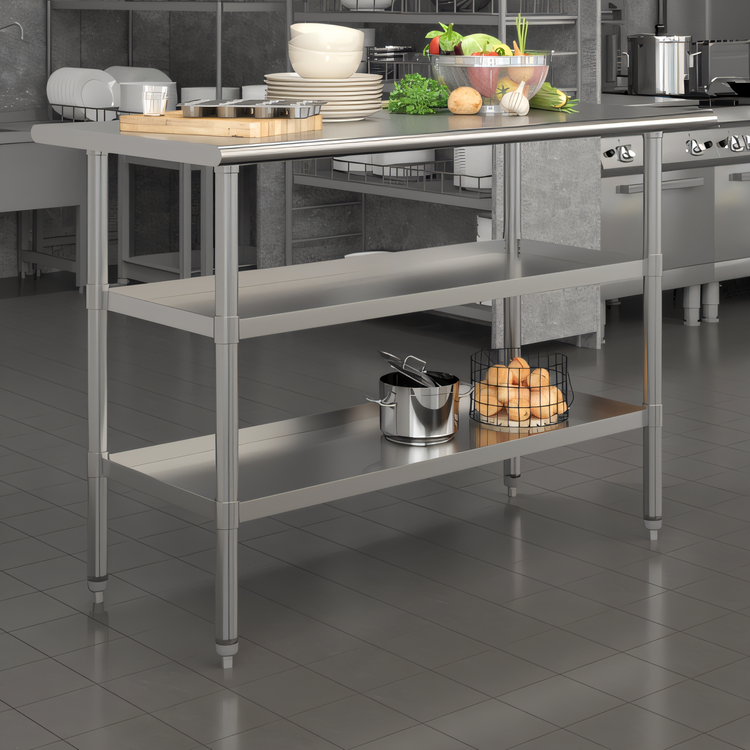 Product image #2 for Flash Furniture Hogan 48-Inch x 24-Inch 18-Gauge Stainless Steel Work Table with 2 Undershelves