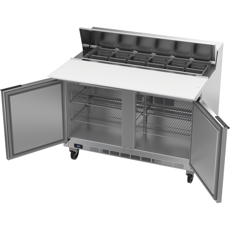 Product image #2 for Beverage Air SPE48HC-12C 48-Inch Two-Section Sandwich Top Refrigerated Prep Table with 12 1/6-Pan Top and 17-Inch Cutting Board
