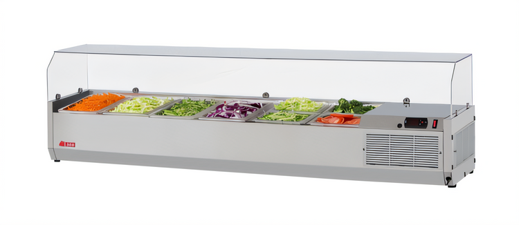 Product image #2 for Turbo Air E-Line Countertop Refrigerated Salad Prep Table with Clear Hood, 60-1/4 Inch, 7 x 1/4 Size Pan Capacity