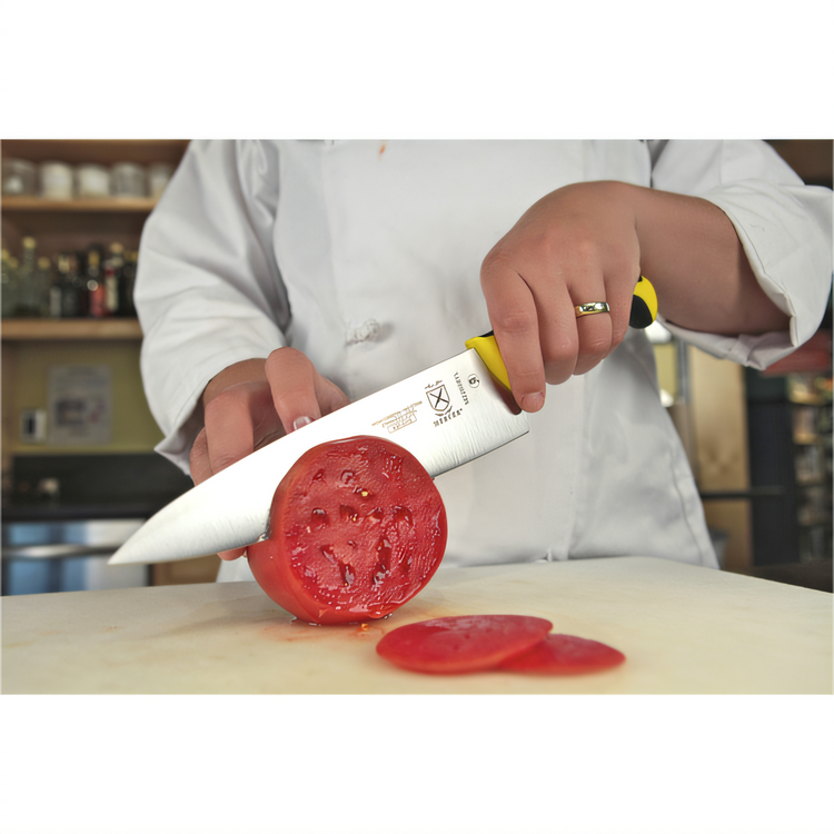 Product image #2 for Mercer Culinary Millennia Colors 8-Inch Stamped Chef's Knife with Yellow Non-Slip Handle