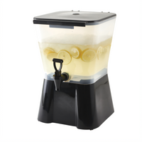 Winco 3 Gallon Square BPA-Free Plastic Beverage Dispenser with Dripless Faucet, Detachable Reservoir, Drip Tray and Lid, Black
