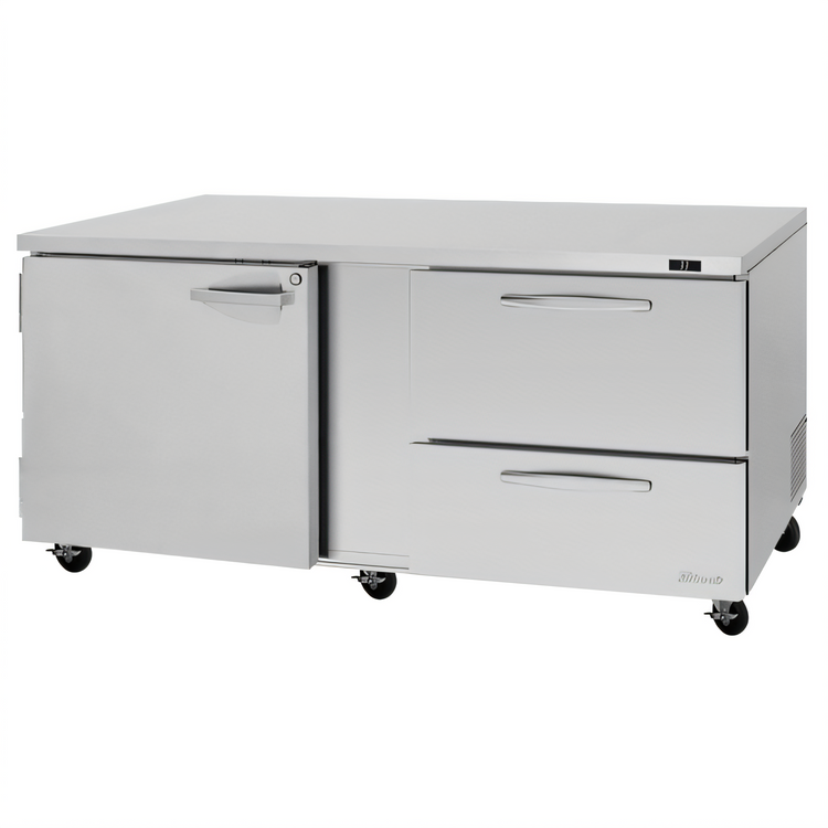 Product image #2 for Turbo Air PRO Two-Section Undercounter Refrigerator with 1 Solid Door and 2 Drawers, 18.8 Cu. Ft.