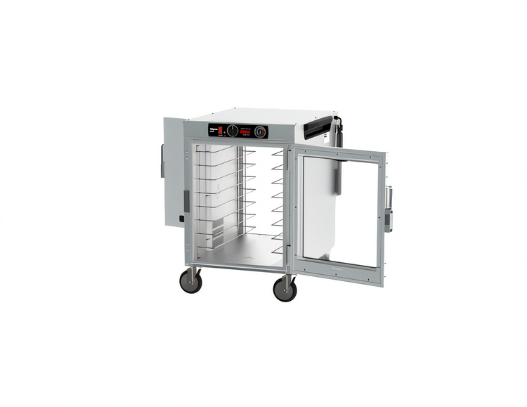 Product image #2 for Metro HotBlox™ Wide 8-Pan Pass-Thru Mobile Insulated Holding Cabinet, Clear Front Door and Solid Rear Door, Analog, 120V