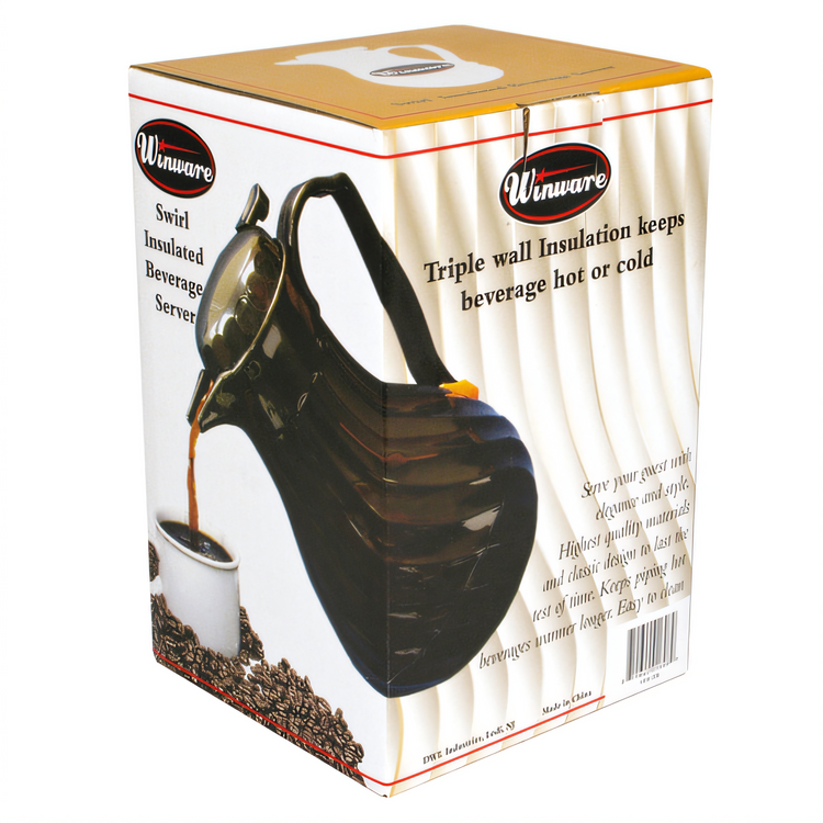 Product image #2 for Winco VSW-64K 64 Oz Double-Wall Insulated Swirl Plastic Beverage Server - Black (Includes Colored ID Tags)