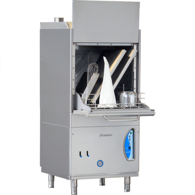 Product image #2 for Lamber High-Temp Door-Type Pot & Pan Washer with Drain Pump, 30-20-15 Baskets Per Hour, 208-240V, 3-Phase
