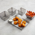 Thumbnail image #2 for American Metalcraft LFRY54 5-Inch Rectangular Nestable Laser-Cut Stainless Steel Fry Basket Case of 48
