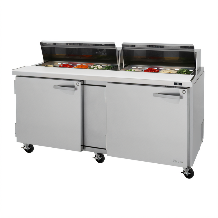Product image #2 for Turbo Air PRO Series PST-72-N Two-Section Sandwich/Salad Prep Table, 72 5/8-Inch, 19 Cu. Ft., 18-Pan, Rear-Mounted Self-Contained