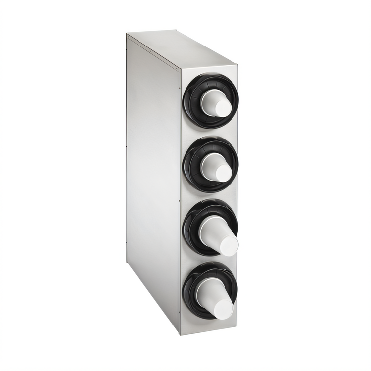 Product image #2 for Countertop 4-High Stainless Steel Cup Dispenser Cabinet with 4 INC-80 Gasket-Style Cup Dispensers