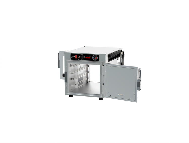 Product image #2 for Metro HotBlox™ Narrow 4-Pan Pass-Thru Insulated Heated Holding Cabinet, Countertop/Stacking, Solid Front Door / Clear Rear Door, Analog, 120V
