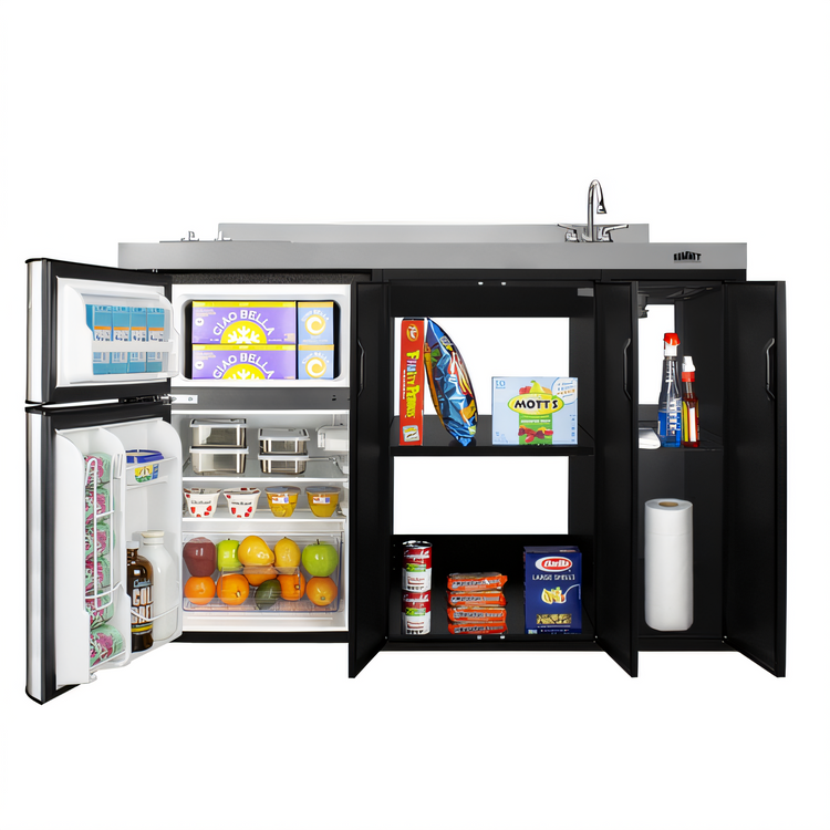 Product image #2 for Summit Commercial 54-Inch All-In-One Kitchenette with Sink, 2-Burner Electric Cooktop, and 3.2 Cu. Ft. Refrigerator-Freezer