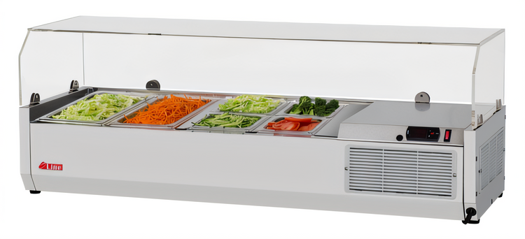 Product image #2 for Turbo Air E-Line Countertop Salad Prep Table with Clear Hood, 47-1/4 Inch, 8-Pan Capacity, R-290 Self-Contained Refrigeration