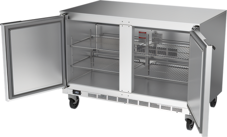 Product image #2 for Beverage-Air UCF48AHC 48-Inch Two-Section Undercounter Freezer, Solid Doors, 11.04 Cu. Ft., Stainless Steel, Rear-Mounted Self-Contained Refrigeration
