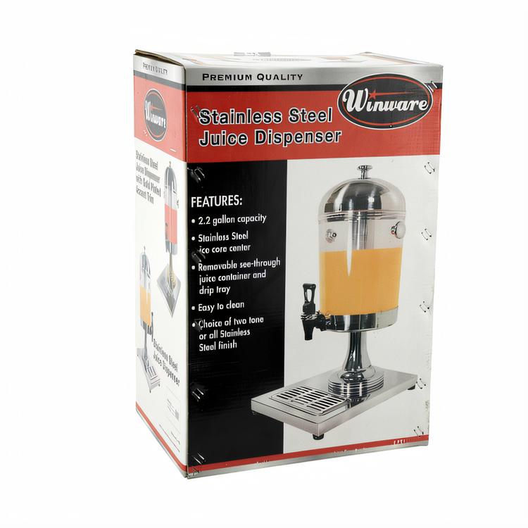 Product image #2 for Winco Single Juice Dispenser with 2.2 Gallon Clear Polycarbonate Bowl and Stainless Steel Base