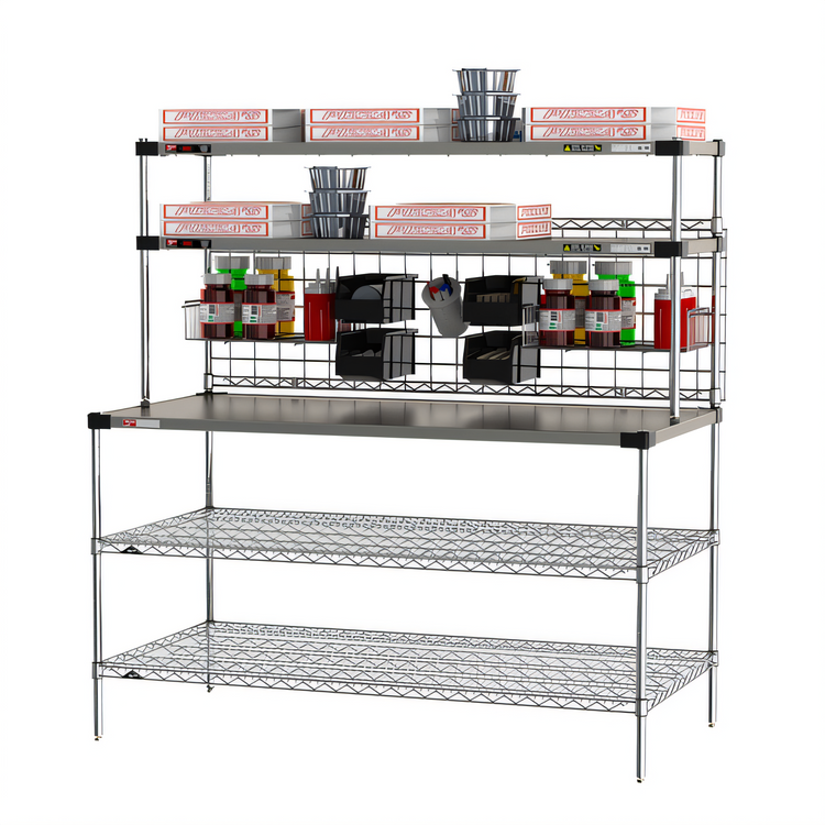 Product image #2 for Metro2Go 60-Inch Stainless Steel Prep Workstation with Overhead Heated Shelves