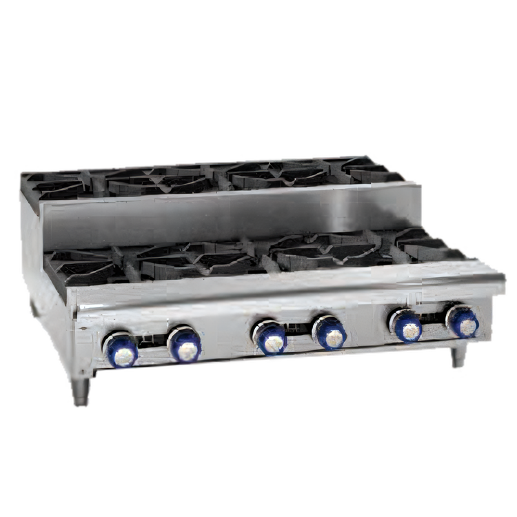 Product image #1 for Imperial 48-Inch Gas Countertop Hotplate with 4 Open Burners and 4 Step-Up Burners