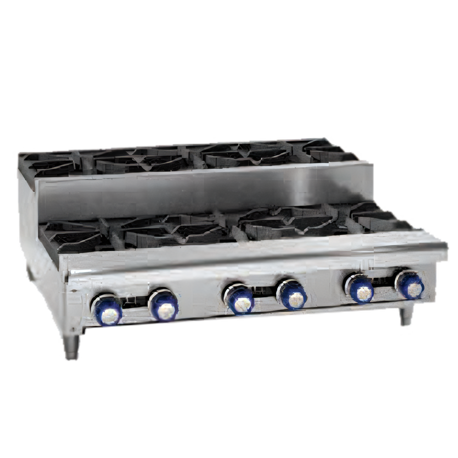Product image #1 for Imperial 48-Inch Gas Countertop Hotplate with 4 Open Burners and 4 Step-Up Burners