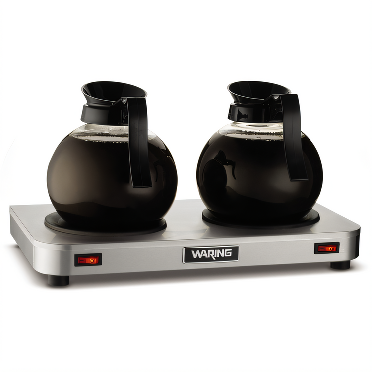 Product image #2 for Café Deco Low-Profile Double Burner Coffee Pot Warmer, Stainless Steel, 120V