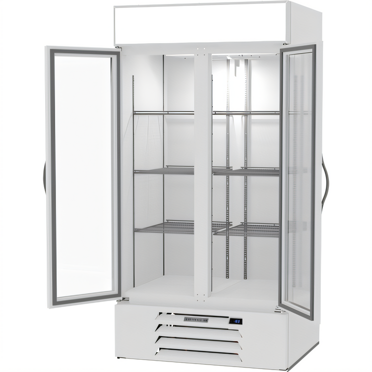 Product image #2 for Beverage-Air MarketMax Two-Section Reach-In Glass Door Freezer Merchandiser, White, Bottom-Mount, 35.08 Cu. Ft.
