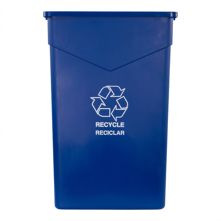 Product image #2 for Trimline 23-Gallon Rectangular Open-Top Recycle/Waste Container, Blue Polyethylene