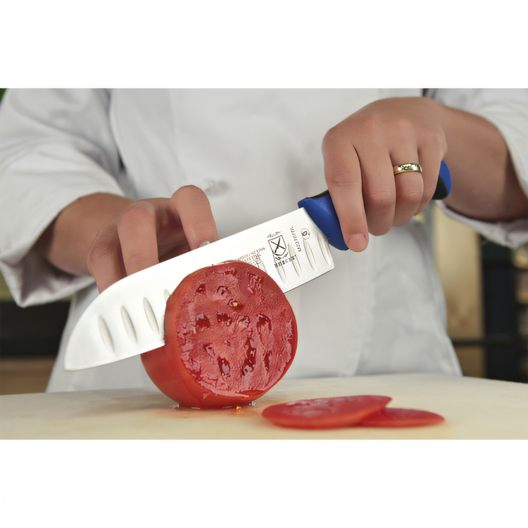 Product image #2 for Mercer Culinary Millennia Colors 7-Inch Blue Santoku Knife with Granton Edge