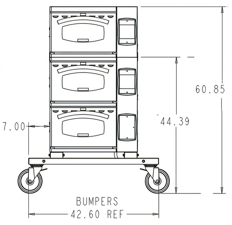 Product image #2 for Ovention Stacking Kit with Cart for MILO-16 and MILO2-16 Ovens, 3-Deck Capacity