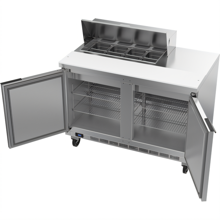 Product image #2 for Beverage-Air Two-Section Sandwich Prep Table Refrigerated Counter, 48-Inch, 2-Door, 8-Pan Capacity