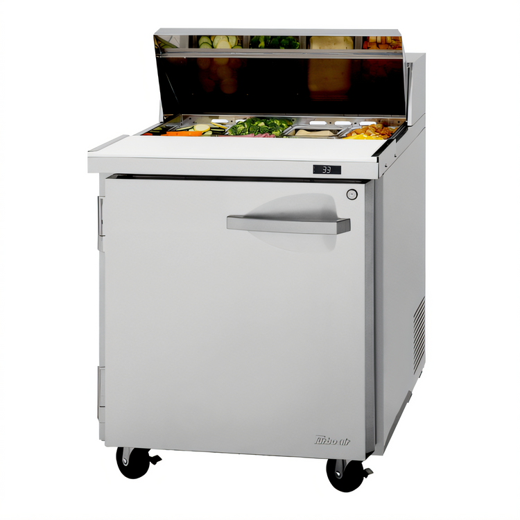 Product image #2 for Turbo Air PRO Series One-Section Refrigerated Sandwich/Salad Prep Table with Solid Door, 27-1/2-Inch Wide, 8-Pan, Rear-Mount Self-Contained
