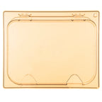 Thumbnail image #2 for CFS Brands StorPlus™ 10439Z13 1/2-Size Amber High-Heat Hinged Single-Notched Plastic Food Pan Lid Case of 6