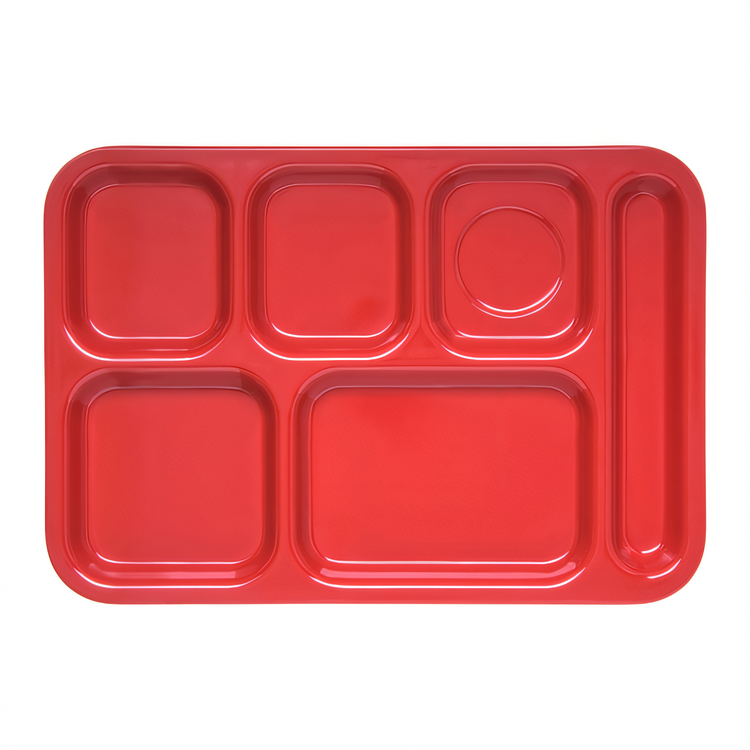 Product image #2 for Carlisle 14-1/2 Inch x 10 Inch Right-Handed 6-Compartment Rectangular Melamine Tray