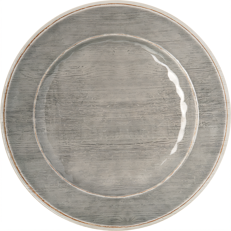 Product image #2 for Grove 11-Inch Round Wide Rim Melamine Dinner Plate, Smoke Gray