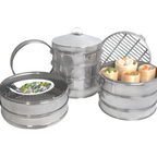 Thumbnail image #2 for Town Equipment 36522 Dim Sum Steamer, 22" Diameter x 5"H, 18/8 Stainless Steel