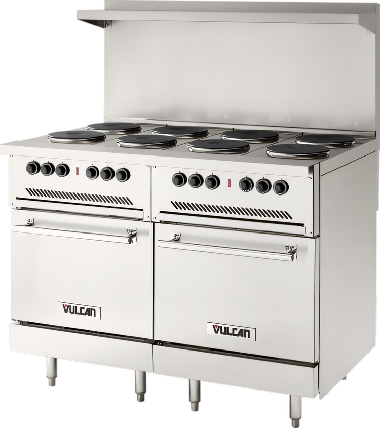 Product image #2 for Vulcan 48-Inch Electric Restaurant Range with 8 French Plates and 2 Standard Ovens, 480V