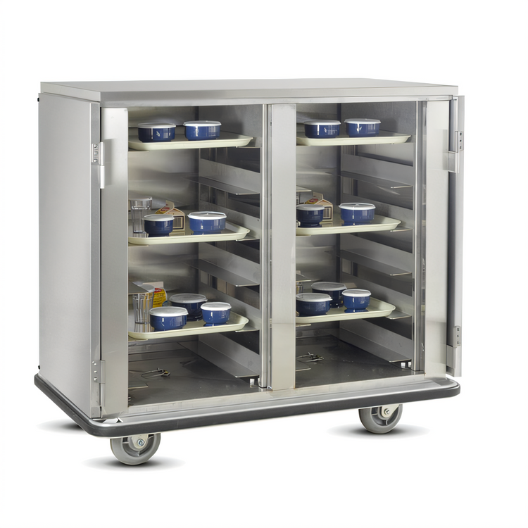 Product image #2 for FWE ETC-12 Mobile Patient Tray Cart, 12-Tray Capacity, 2-Section, Non-Insulated, Stainless Steel